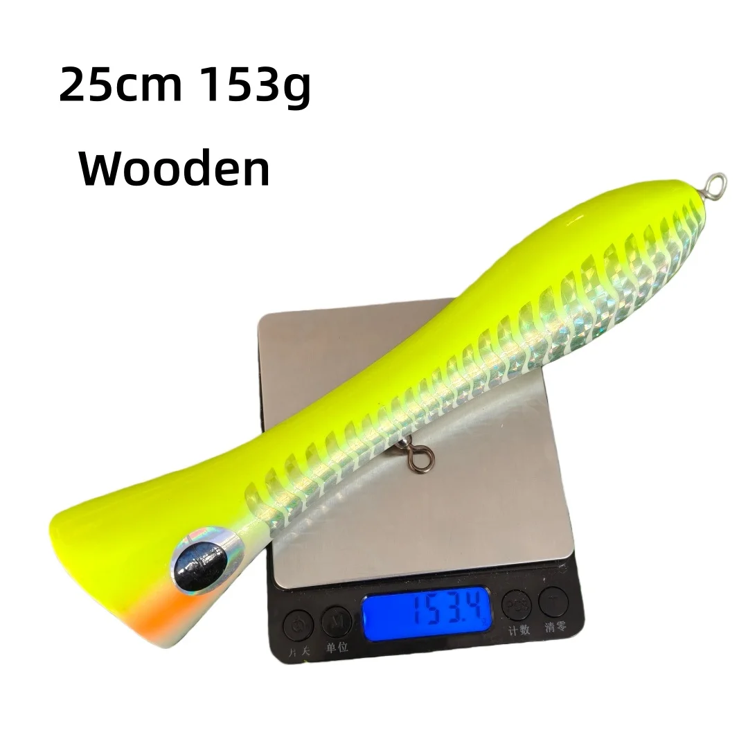 Swolfy 25cm 153g GT señuelo de pesca Topwater Poppe madera agua salada atún Bluefish Artificial mar barco pesca cebo duro - imagen 4
