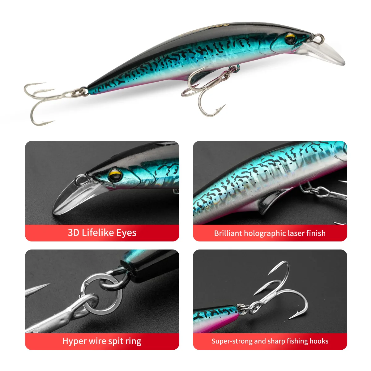 Testar-cebo de pececillo hundido, 9,5 cm, 30g, 12cm, 46g, Wobblers costeros de agua salada, Swimbait láser para lubina, trucha, Señuelos de Pesca - imagen 3