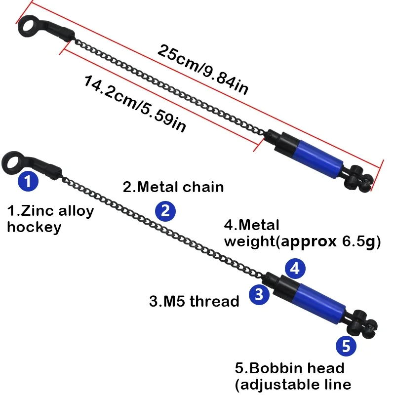 2 unids/caja alarma de pesca de carpa Swinger indicador de caída cadena de Metal para accesorios de equipo de pesca gruesa de carpa - imagen 3