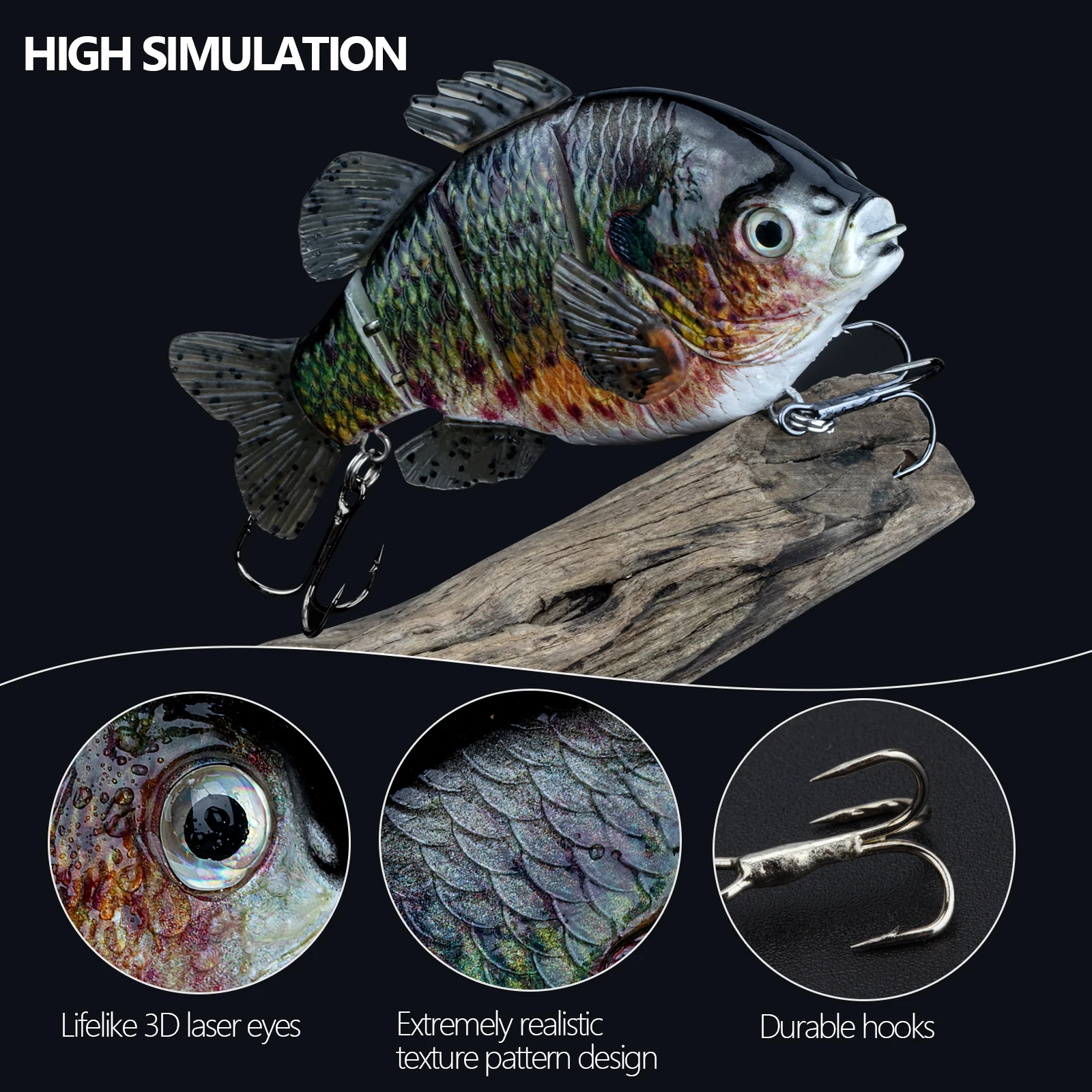 THKFISH 1 Uds. Señuelos de pesca articulados Swimbaits 12,5 cm 6,5 g cebo duro Artificial con anzuelos triples pesca de lubina - imagen 5