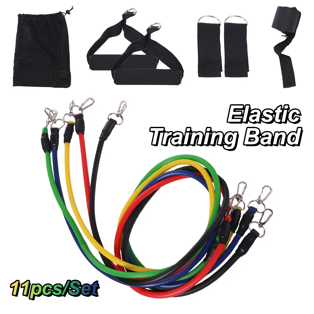 11 unids/set de cuerda de tensión TPE portátil, banda de entrenamiento elástica antirotura duradera, tubos de látex, juego de cuerda de tracción colorida, entrenamiento en casa - imagen 3