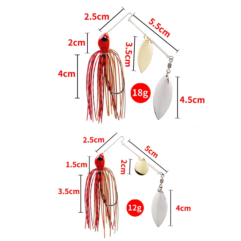 Señuelo de pesca giratorio, cebo de alambre de 12g y 18g con cuchara de pesca de latón, plantilla de Metal, señuelo de Jigging, Swimbait Spinnerbait - imagen 3