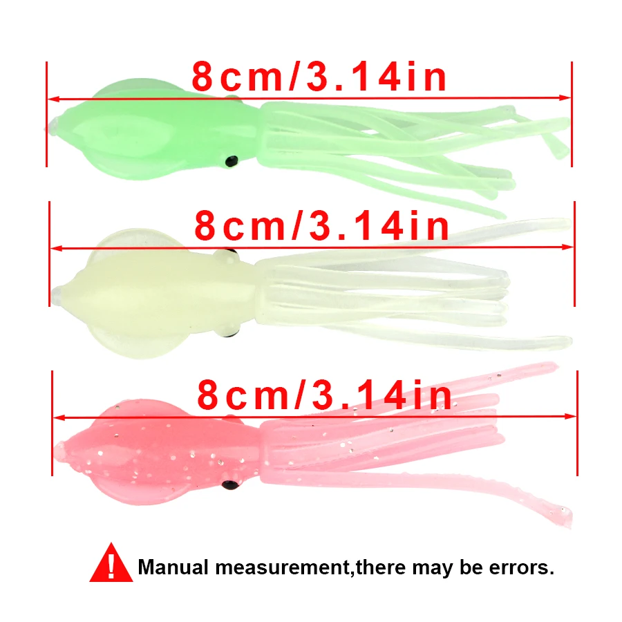 FTK 5 uds suave luminoso pulpo Trolling cebo de agua salada falda de calamar Señuelos de pesca Glow Marlin Grouper Tuna plantilla cebo Artificial - imagen 3