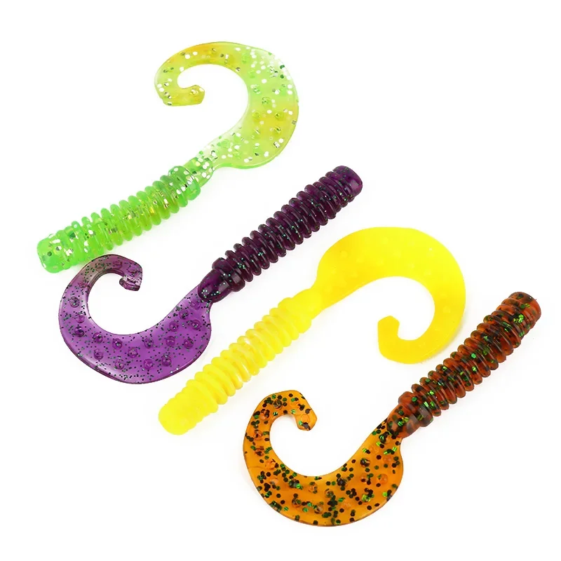 Ardea-SEÑUELOS blandos de silicona, 10 piezas, 73mm, 3,3g, cola giratoria Artificial, Swimbait, gusano, lubina, Wobblers, aparejos de pesca - imagen 4