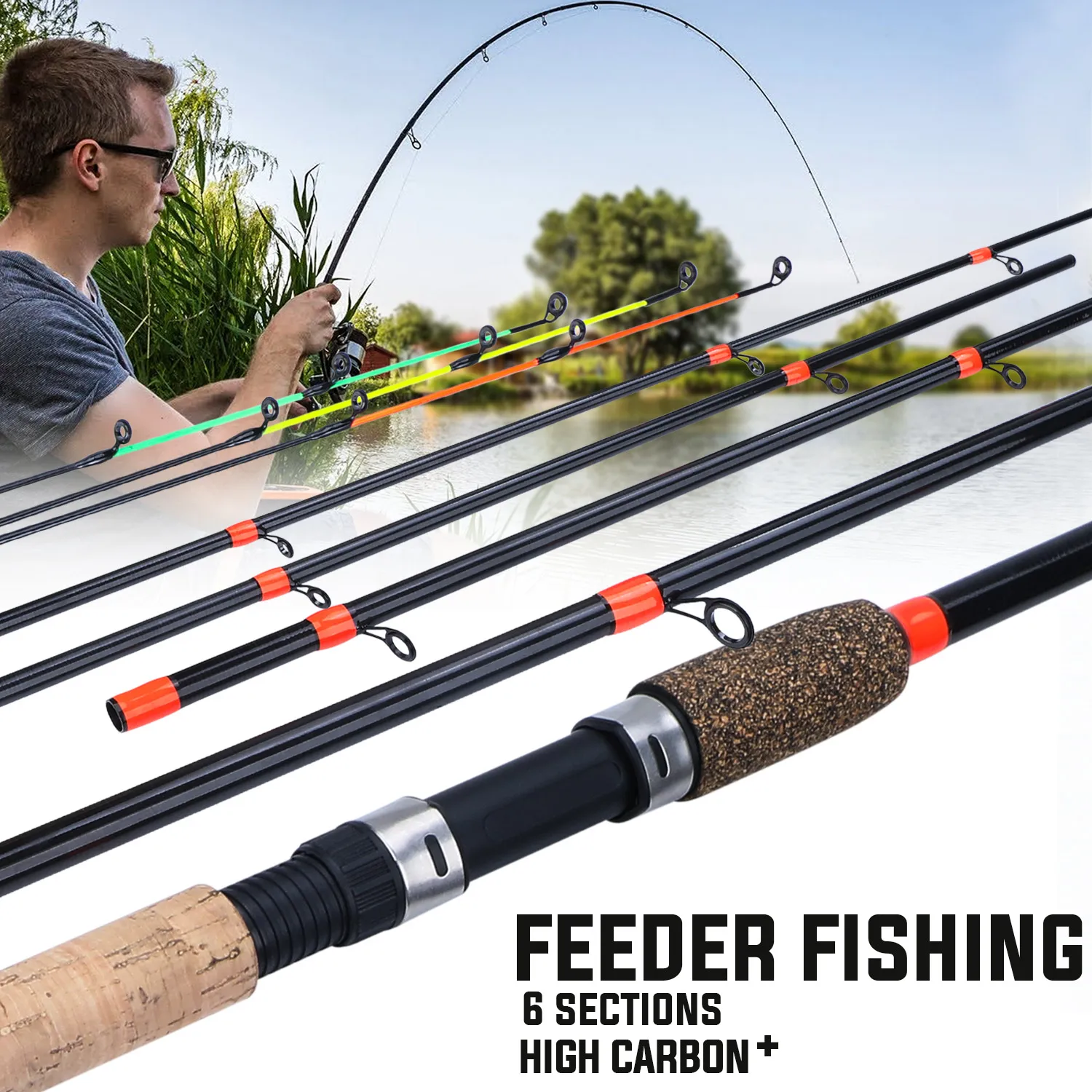 Experimente la emoción de la pesca del alimentador con nuestras versátiles cañas altas de carbono