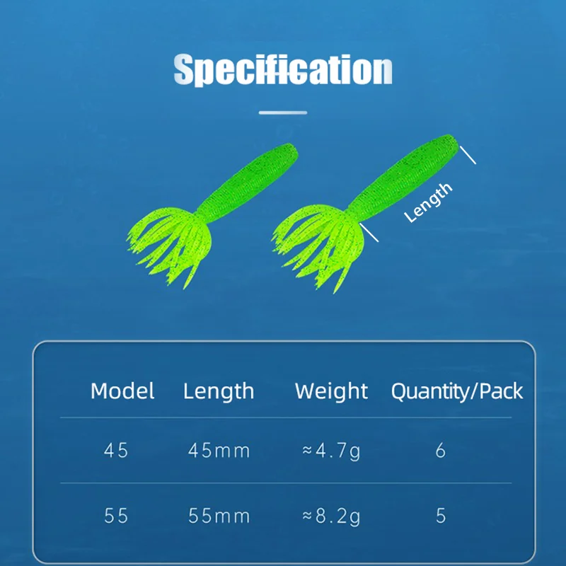 FISHANT 5 uds/6 uds Caitou calamar señuelos blandos plantillas de calamar alta gravedad específica señuelo de pesca 45Mm/55Mm señuelo cebo calamares para pesca - imagen 3