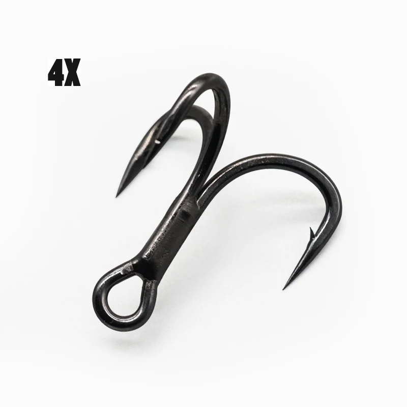 Anzuelos de piezas para pesca en el mar, 4 anzuelos triples fuertes de acero con alto contenido de carbono, níquel blanco y negro, anzuelos afilados con púas, 100 - imagen 4