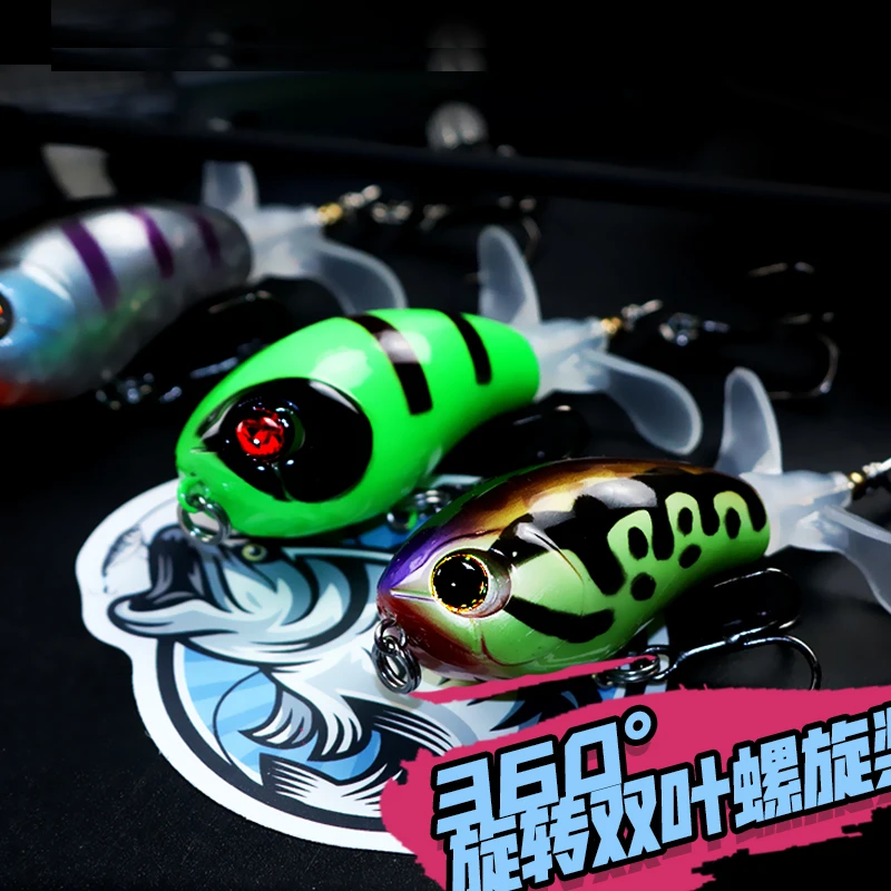 Señuelo de pesca 3D Topwater, cebo Whopper Popper, Plopper duro, aparejos de cola giratoria suave, calidad Superior, 7,7g, 11,2g - imagen 5