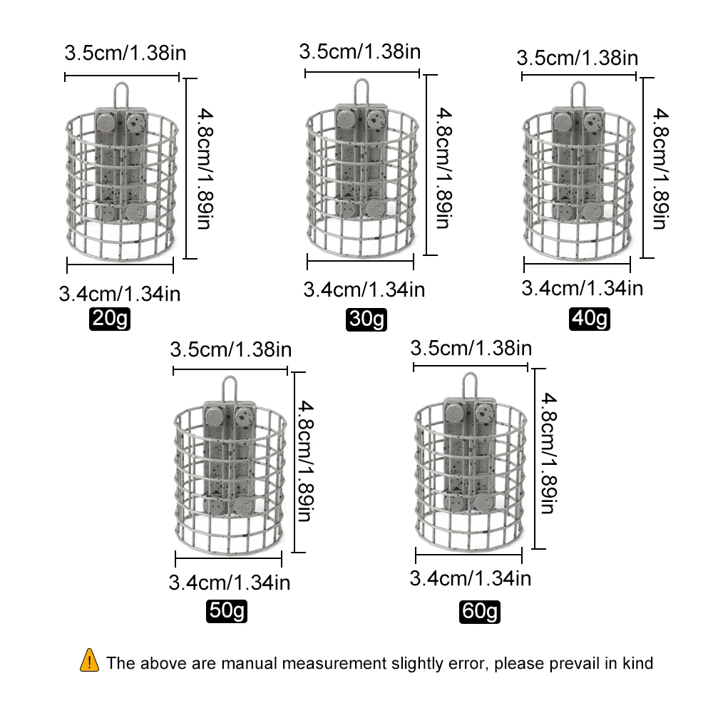 FTK-medidor de pesca de carpa, jaula alimentadora redonda para carpa, barra gruesa, alimentadores de acero inoxidable, aparejos de pesca de 20g/30g/40g/50g/60g - imagen 2