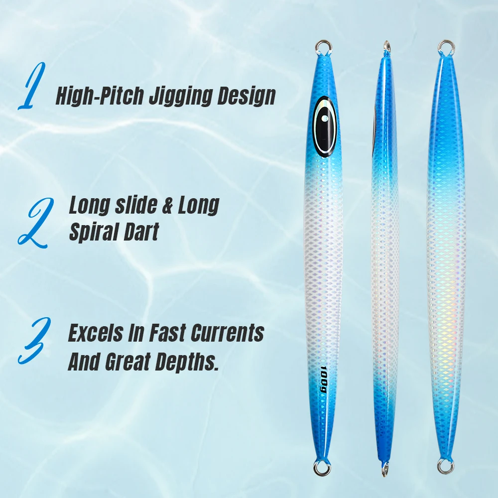 JIGGING PRO 100g 150g 200g 250g 300g 400g plantilla de Metal de aguas profundas señuelo de Jigging Vertical de tono alto plantillas de cuerpo completamente luminosas - imagen 3