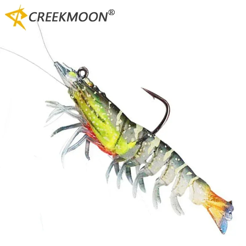 Señuelo de camarón luminoso Artificial, cebo de silicona suave, 1 unidad, 9cm, 12g, con gancho ultraafilado de sobrepeso, Material TPE, accesorios para peces - imagen 2