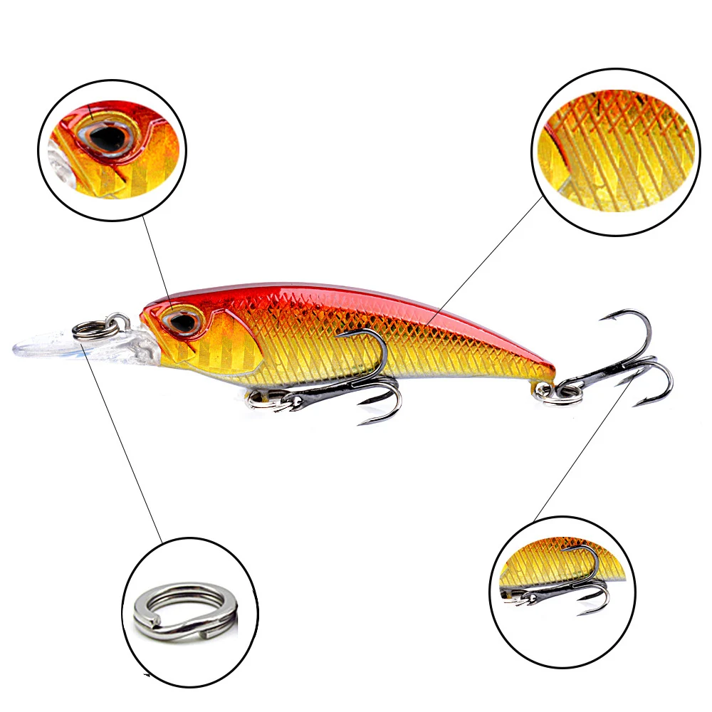 DHYJSFDC-señuelo de pesca flotante, cebo duro de 7,5 cm y 5g, manivela Wobbler de 5 colores, calidad profesional, profundidad de 2,0-2,5 m - imagen 2