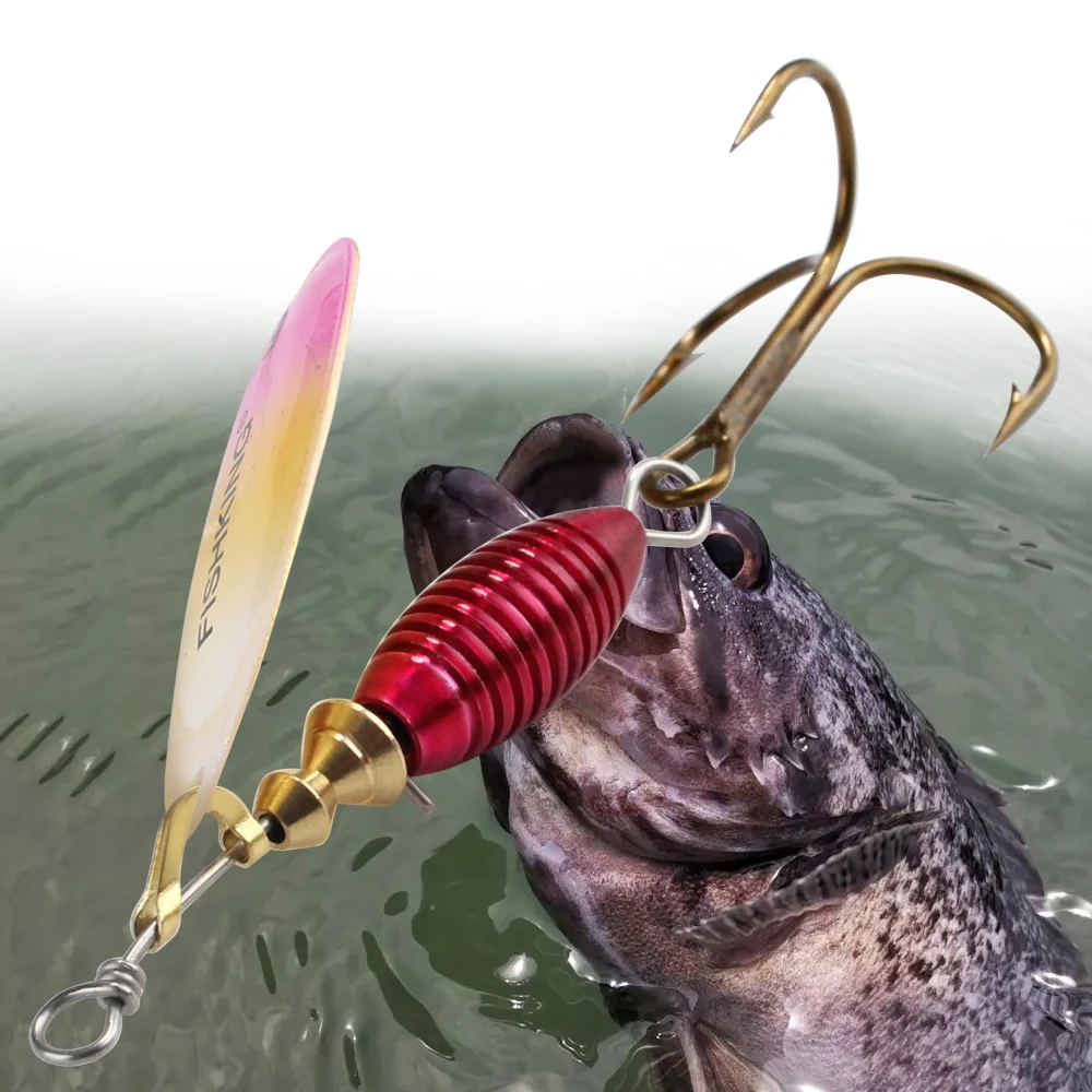 NGB-señuelo giratorio de 7 colores, 4g/4,8g/7g, 10g/14g con anzuelo triple, señuelo tipo cuchara de Metal, señuelo de pesca duro, aparejos de pesca - imagen 5