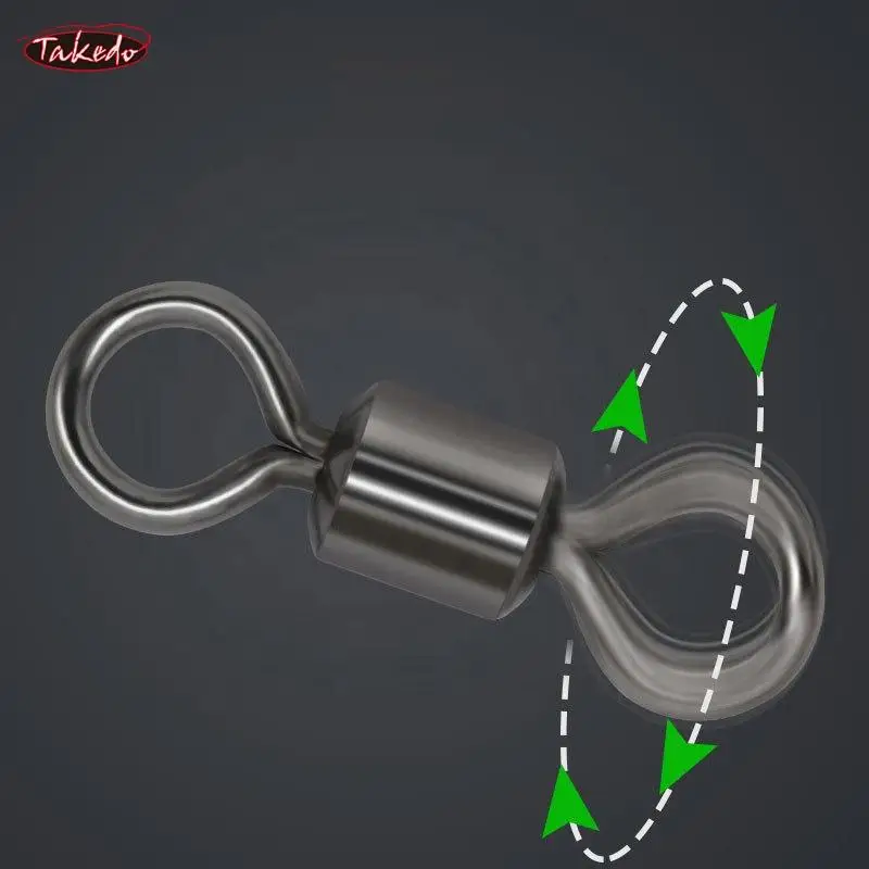 TAKEDO 1/0 - 12/0 aleación de cobre anillo giratorio americano rodante 8 en forma de conector giratorio de pesca accesorios de pesca HXY-2001 - imagen 3