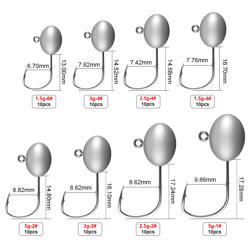 FTK-anzuelos de pesca de doble púa, cebo blando, Mustad, 1,5g, 2,5g, 3g, 5g, 10 unids/lote por paquete - imagen 3