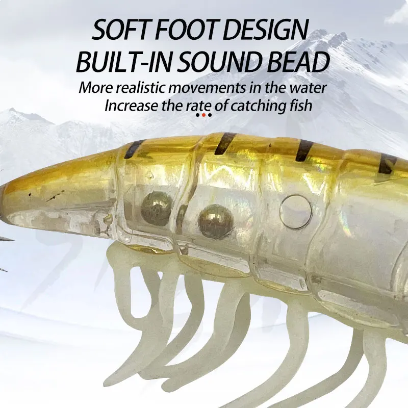Plomo de plomo, pie suave, cebo de pulpo, anzuelo de calamar, simulación de camarón, cebo falso, señuelos luminosos de madera falsa para camarones - imagen 5