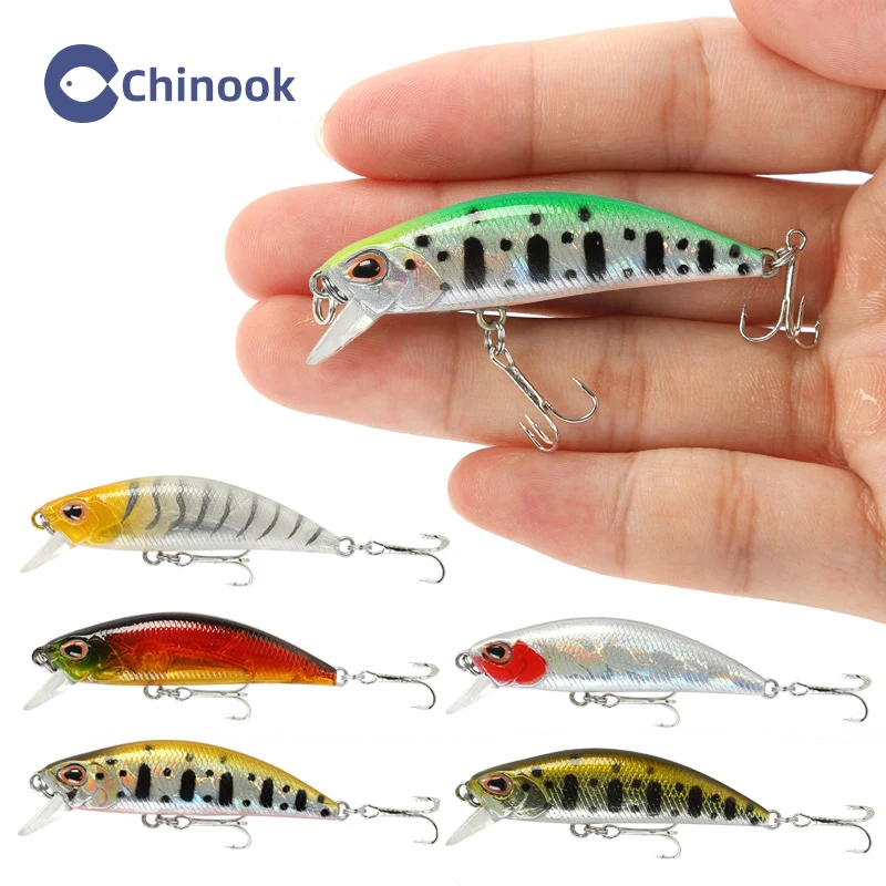 CHINOOK Micro mini hundimiento Minnow Wobblers Señuelos de Pesca 50mm 5g cebo duro Artificial Jerkbait Crankbait aparejos de pesca de lubina - imagen 5