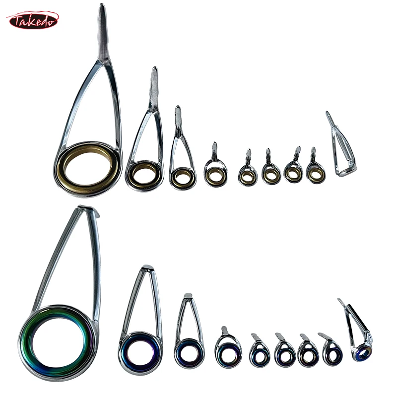 Juego de guías de caña de pescar giratorias, Kit de reparación de varilla, anillos de cerámica de acero inoxidable, accesorios de repuesto giratorios, 5 Juegos, TN20-1 - imagen 3