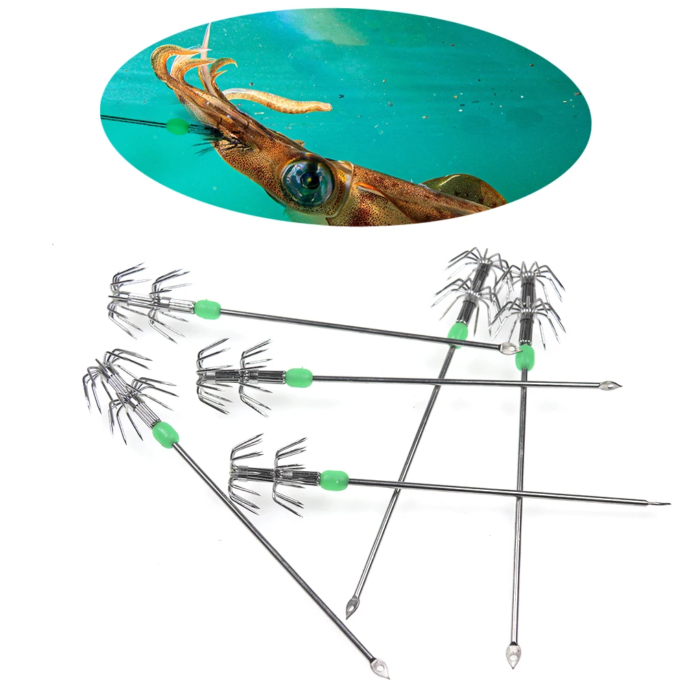 Lionriver-anzuelos de calamar de paraguas de doble capa, anzuelo de plantilla de pesca de sepia de repuesto, aparejos de pesca de acero inoxidable, 15,5 cm/11g - imagen 5