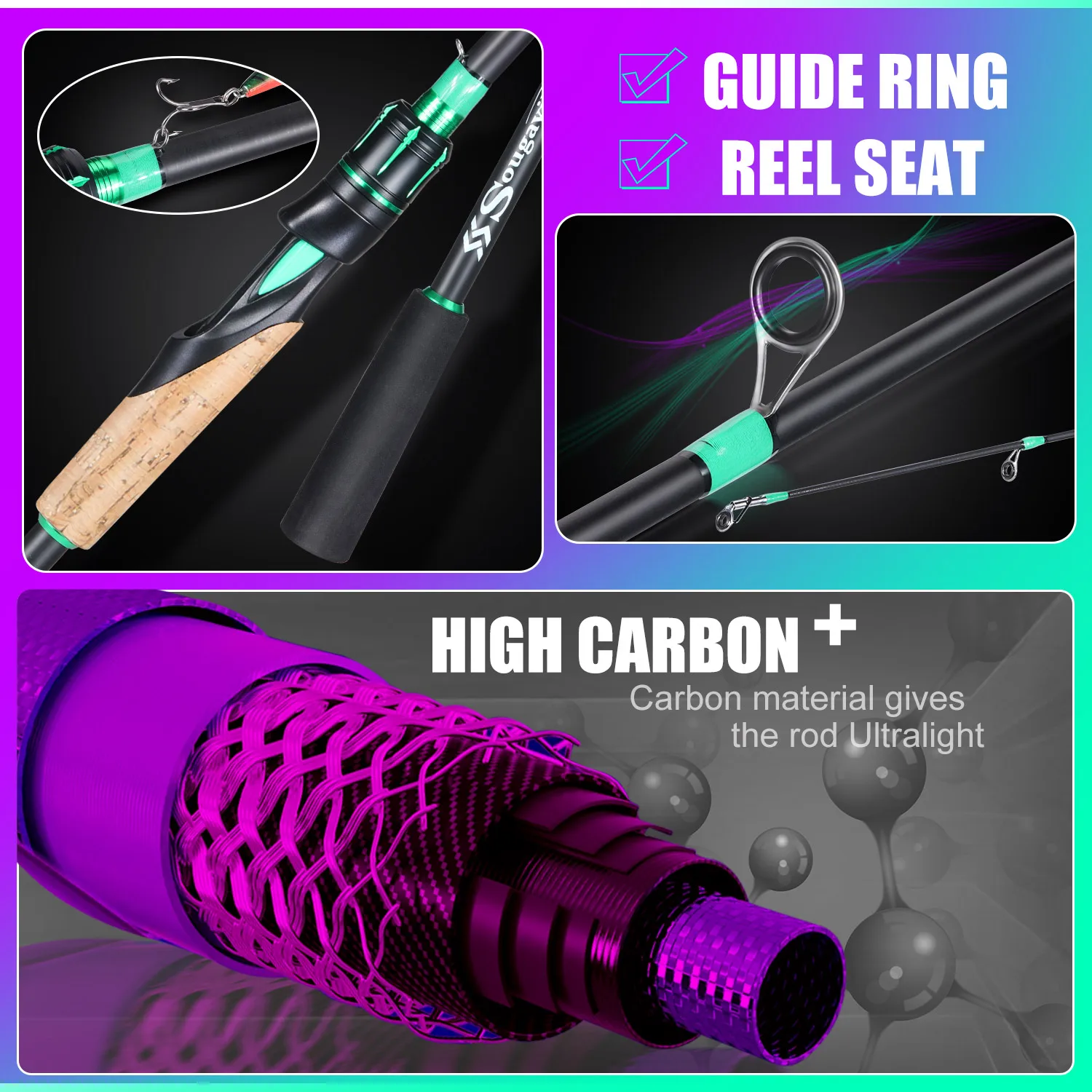 Sougayilang caña de pescar giratoria y bolsa de carrete Kit completo caña de pescar de carbono Max Grag 10kg herramientas de pesca portátiles pesca de basura de lubina - imagen 3