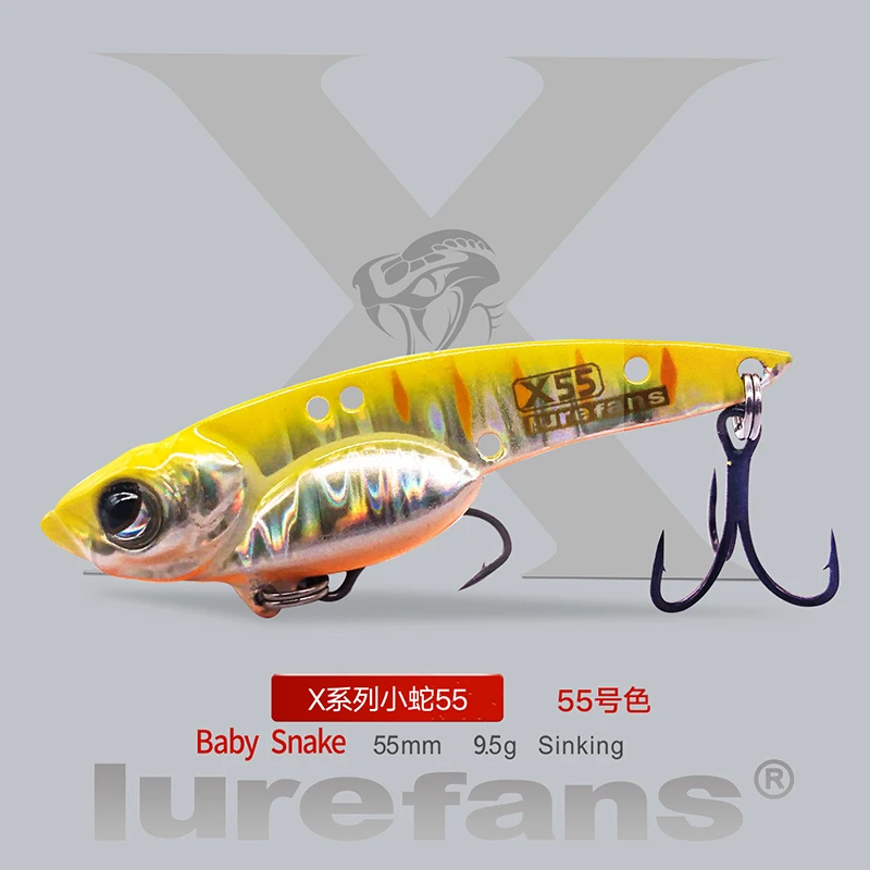 Lurefans-señuelo de pesca de serpiente para bebé, señuelo de pesca de 5 piezas, X50/X55/X60, VIB, hundimiento, 7,5g/9,5g/13,5g, traje de Metal, Wobbler Artificial para cebo duro de lubina - imagen 4
