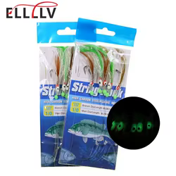 # Señuelo de pulpo suave Sabiki Rig con cuentas luminosas, plumas, juego de Señuelos de Pesca de agua salada para lubina, caballa, pargo, 1/0, 5 ganchos/paquete