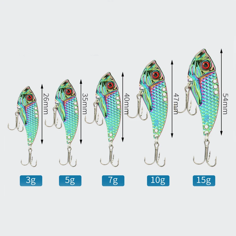 Señuelo de pesca de 3g, 5g, 7g, 10g, 15g, 3D EyesMetal Vib Blade, cebos de vibración de hundimiento, Vibe Artificial para pesca de perca, lubina y Lucio - imagen 3