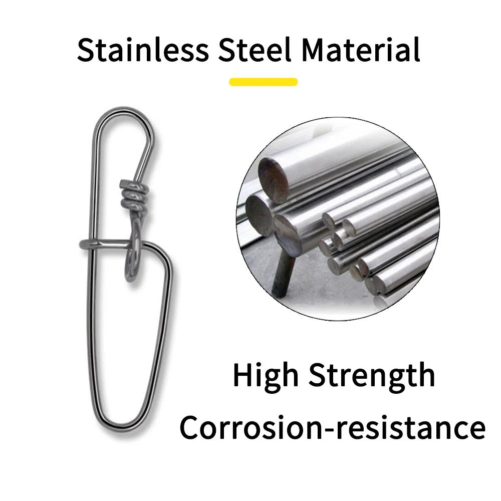 Elllv 20 piezas de acero inoxidable, doble seguro, Pin de bloqueo interior, pesca en agua salada, cierre rápido, conector de cebo duro y suave - imagen 4