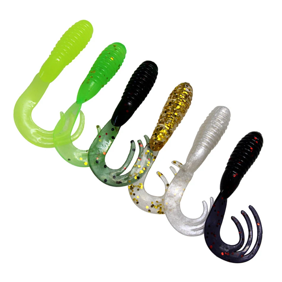 20 piezas Señuelos de Pesca 40mm/50mm/65mm 0,7g/1,6g/2,8g Wobblers pesca de carpa cebo blando Swimbait cola larva señuelos silicona Artificial - imagen 4