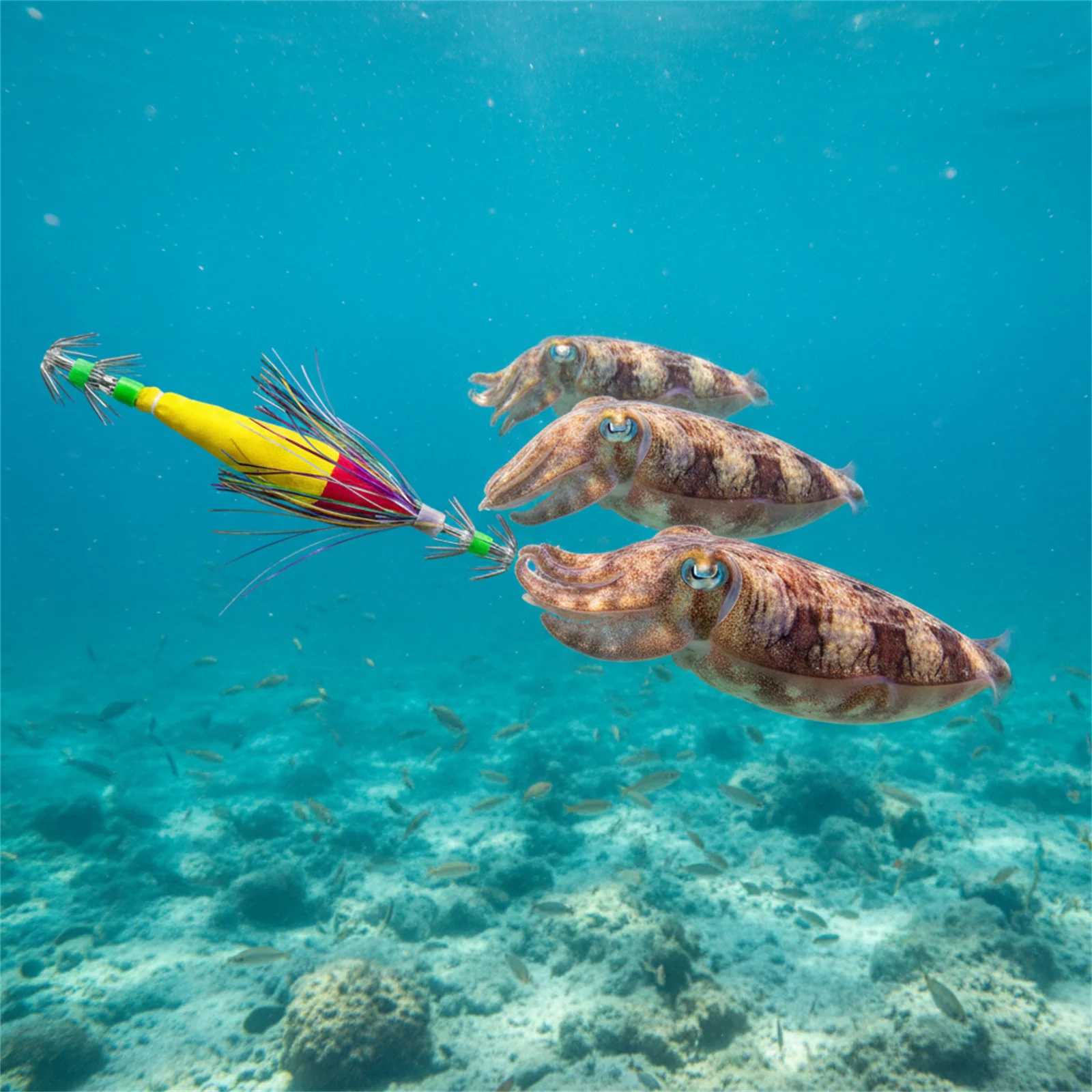 Señuelos de pesca luminosos, anzuelo de calamar artificial simulado para lubina, urdimbre, paraguas, anzuelo de explosión, cebo de Jigging portátil