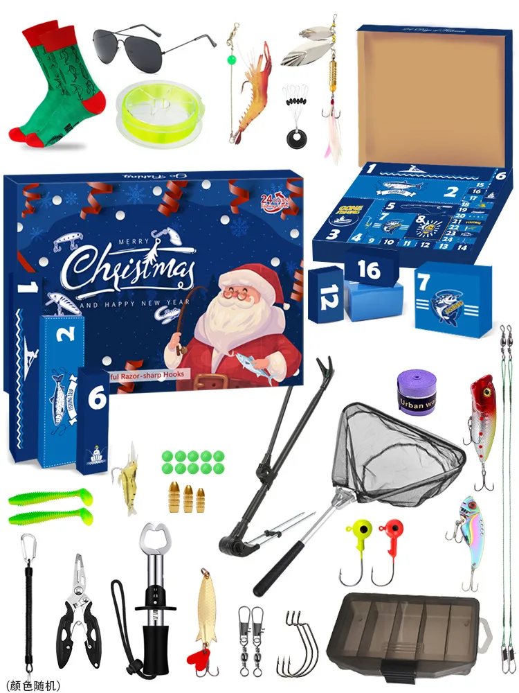 24 piezas de señuelo Navidad Santa Claus set pesca sorpresa caja de regalo embalaje accesorios de equipo de pesca