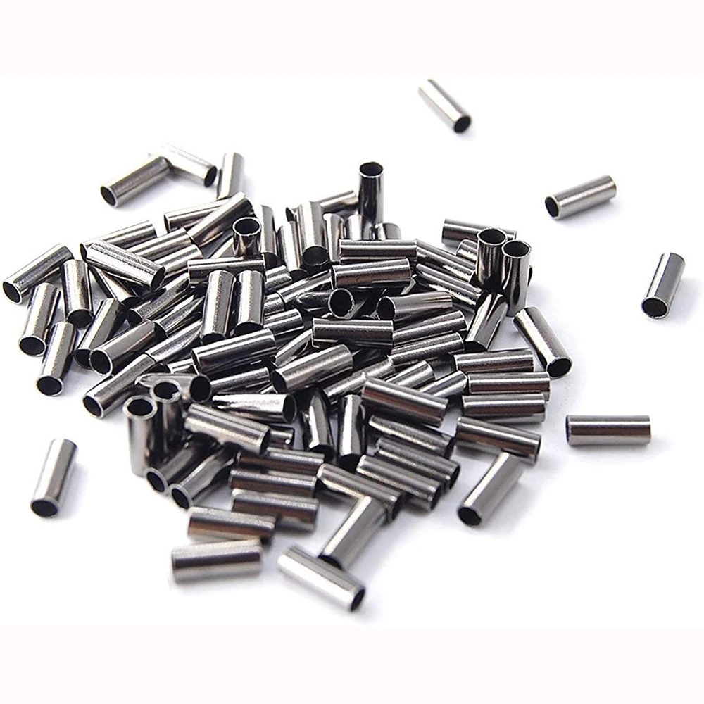 PRO BEROS 100 Uds conectores de tubo de sedal de pesca mangas de engarzado de un solo barril manga de bucle de engarzado de cobre aparejos de pesca - imagen 4