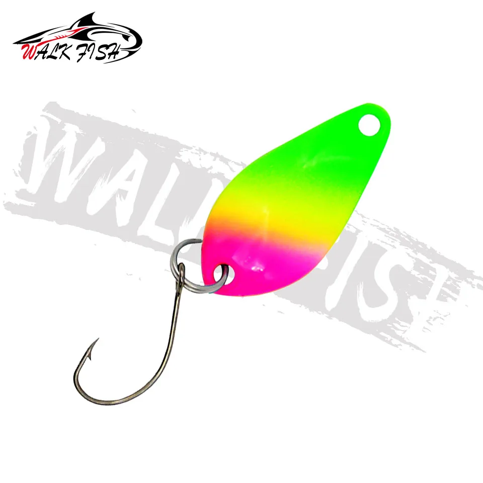 WALK FISH-señuelo de pesca de lentejuelas puras, 1 unidad, 2,5 CM, 2G, cebo duro giratorio pequeño con un solo gancho, plantilla, equipo de trucha - imagen 3