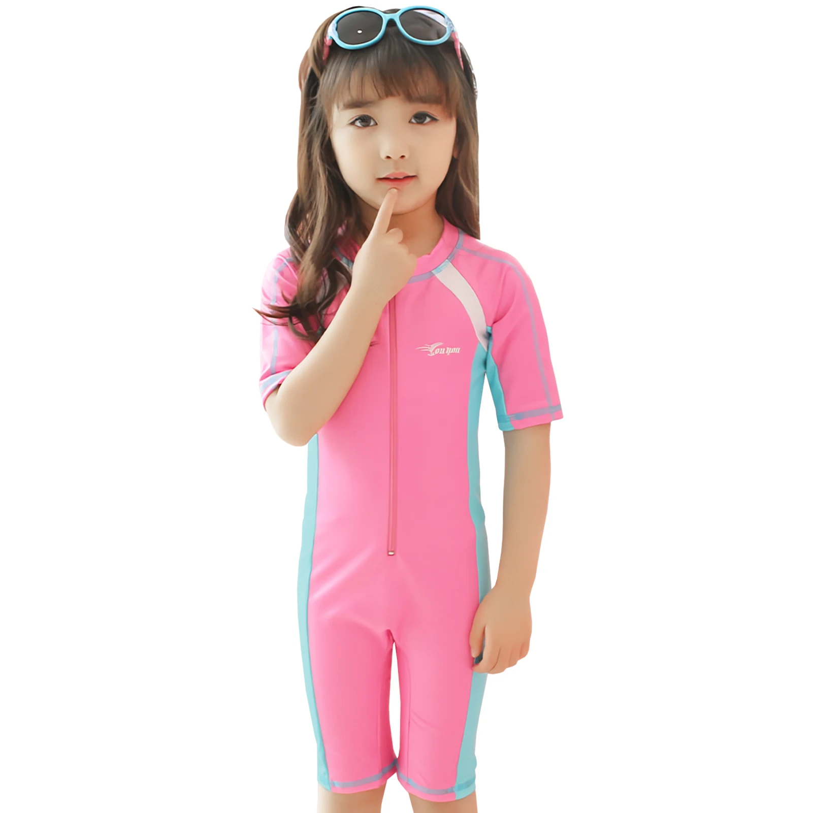 Traje de baño infantil de una pieza con cremallera frontal