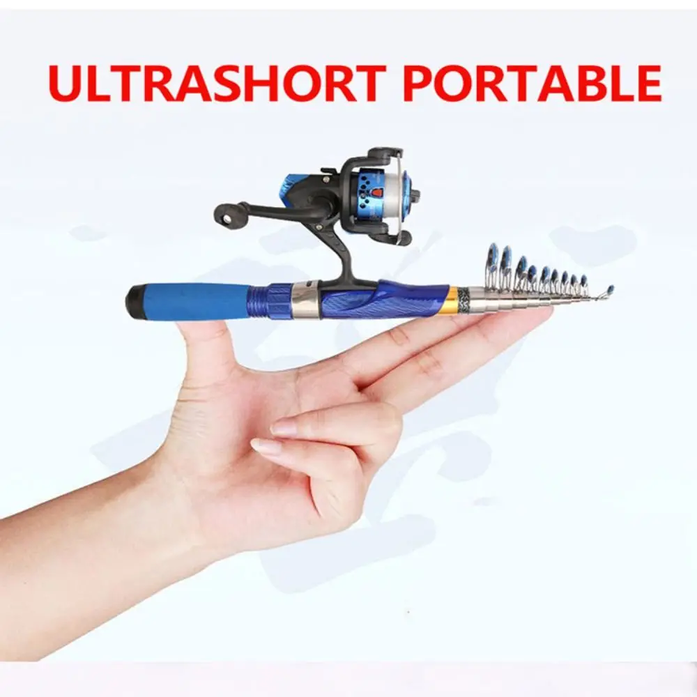 Caña de pescar telescópica de tiro lejano, caña de mar pequeña ultraligera de alta sensibilidad, caña giratoria de fibra de vidrio de 1,0-2,4 m, pesca en el lago