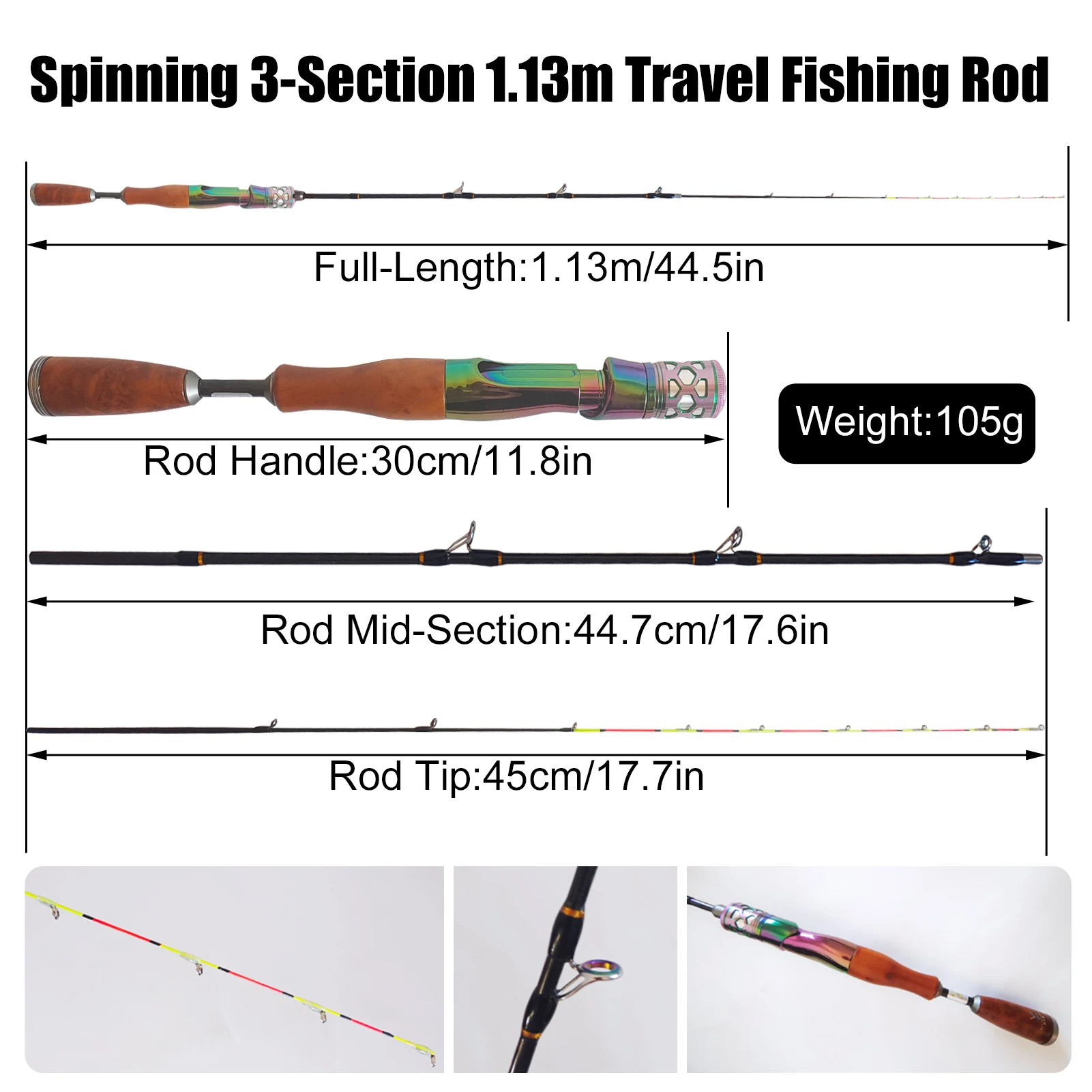 FREE FISHER Combo caña y carrete baitcasting ultraligero de viaje - imagen 5