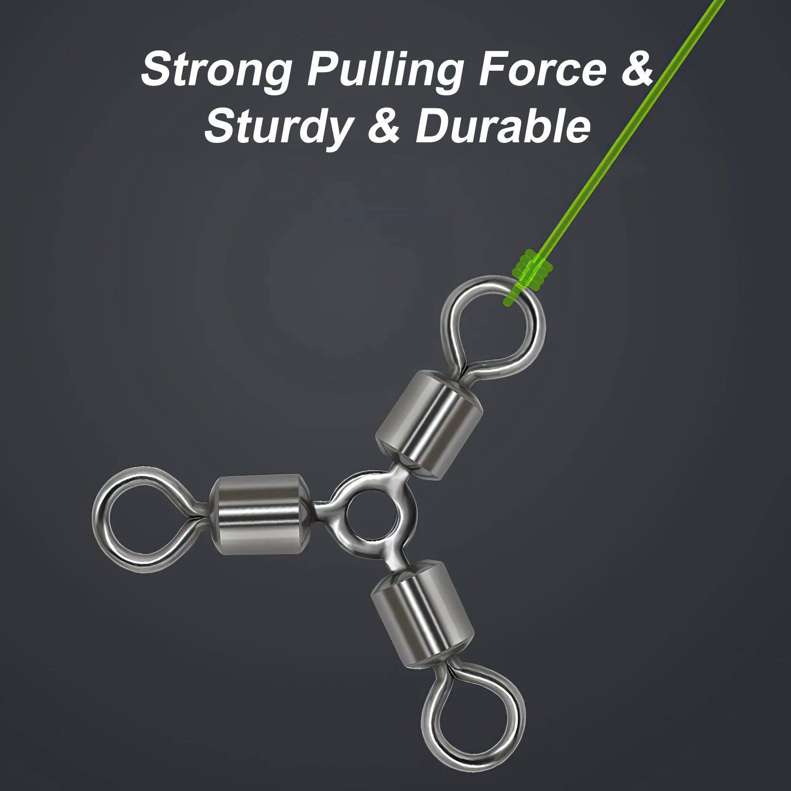 Goture-50 piezas/lote de eslabones de pesca luminosos en forma de calabaza, giratorios de pesca con rotación de 360 grados, accesorios de pesca de 3 vías - imagen 4