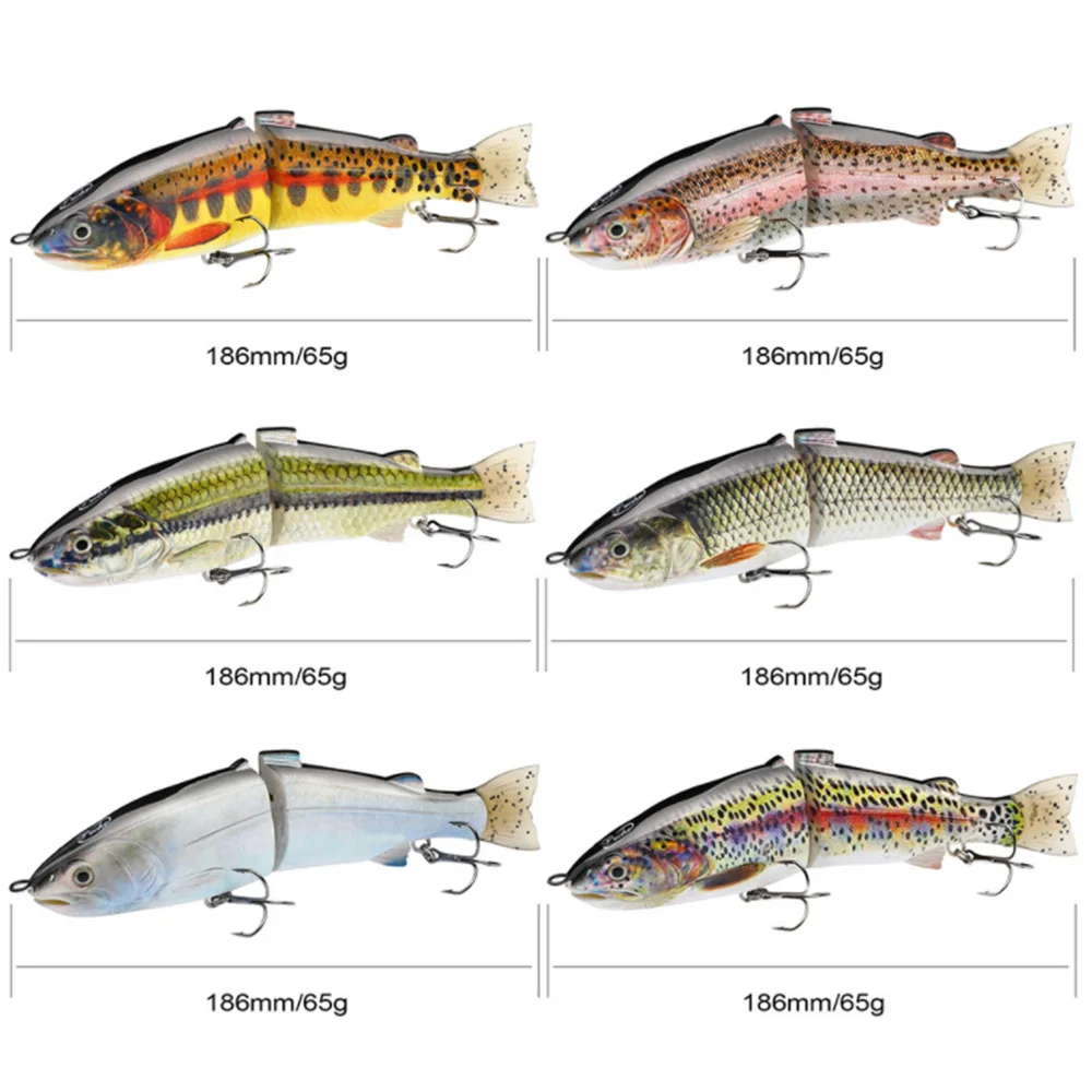 Señuelo de natación multiarticulado realista con cebo deslizante de gran tamaño 6 #   Anzuelo 18,6 cm 65g Pike Muskie Walleye Bass Fish señuelo cebo de pesca de mar - imagen 2