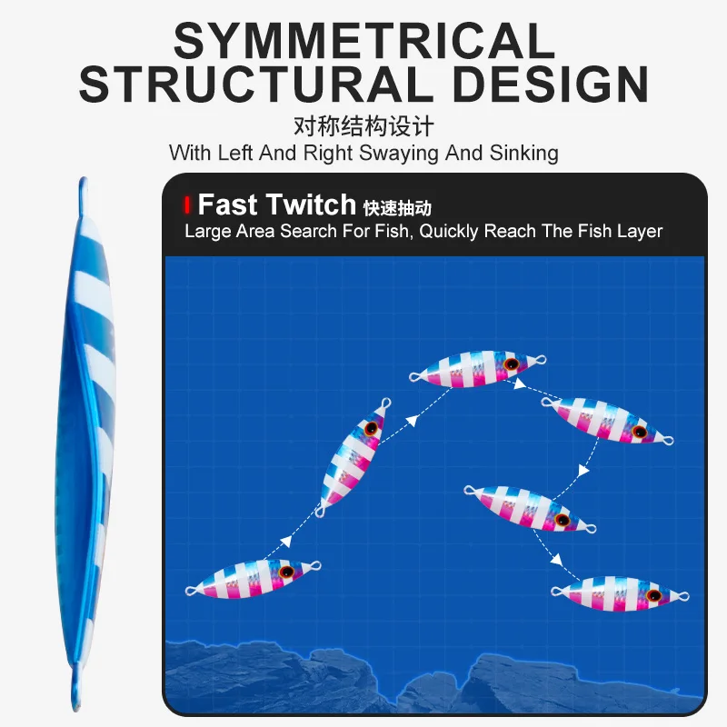 OBSESSION J135-Cebo artificial de metal para pesca en agua salada, cebo de jigging que se hunde, brillo duro y lento, 100g, 150g - imagen 5