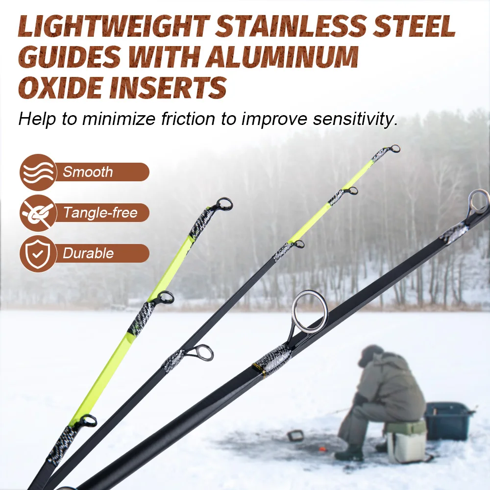 Goture VIGIL 24 pulgadas FRP caña de pescar en hielo M Power portátil río camarones carpa caña de pescar 2 secciones caña de pescar de invierno herramienta de Pesca - imagen 5