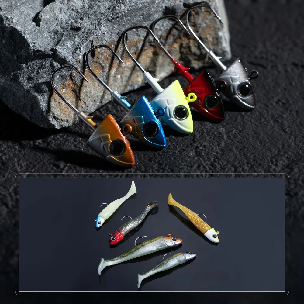 Goture Jig Head con púas para vinilo – Lubina en agua salada