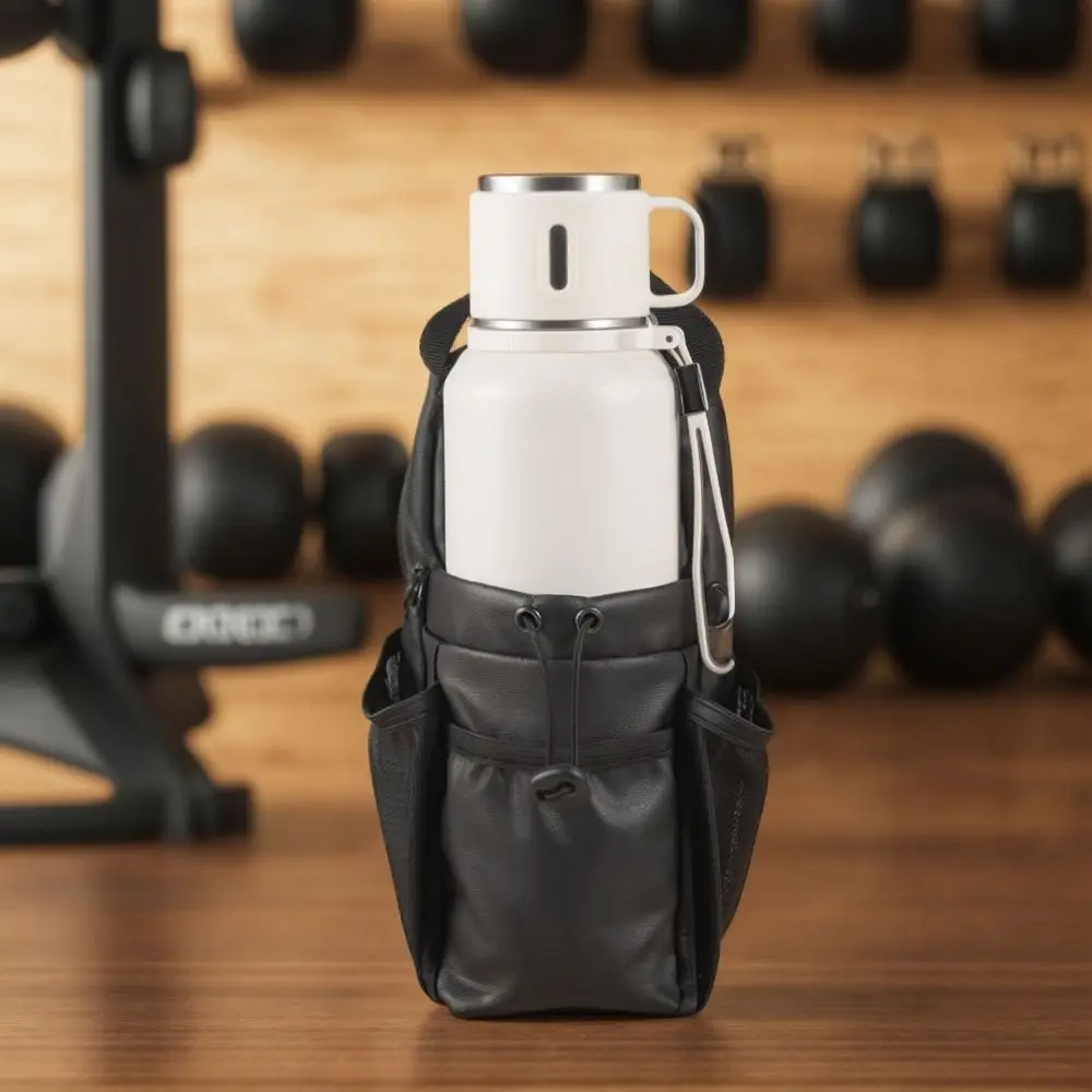 Bolsa Magnética para Botella de Agua con Cordón, Bolsa Deportiva Multicapa, Portátil, de Gran Capacidad, Cruzada, para Gimnasio y Fitness - imagen 2