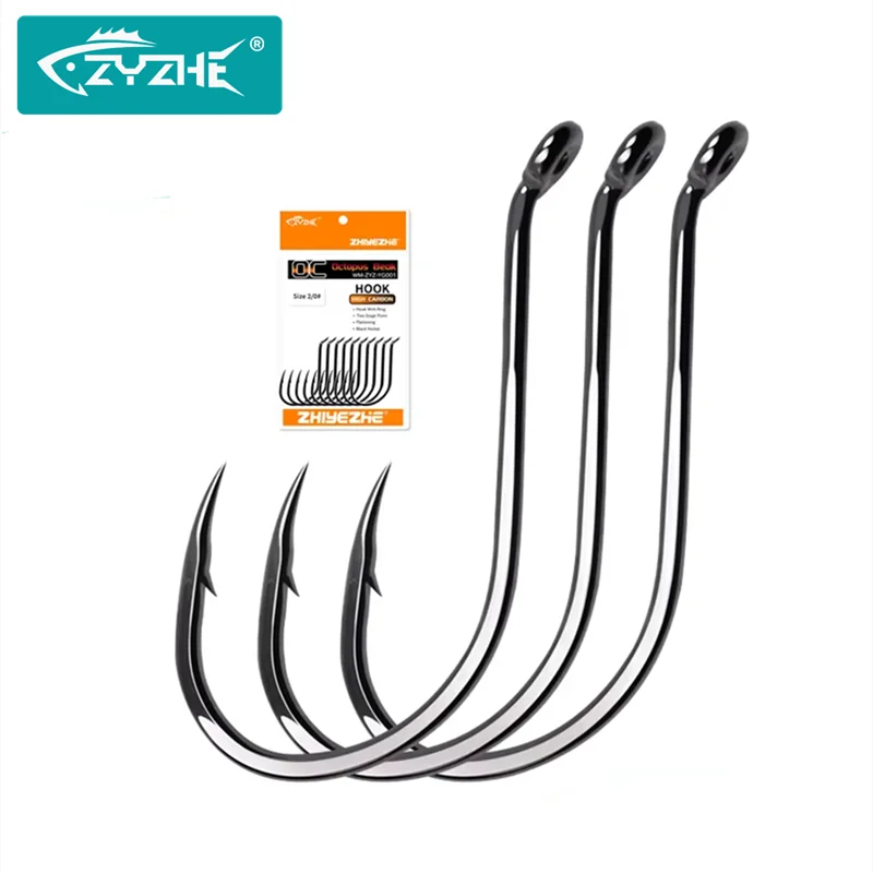 ZYZHE Anzuelos Negros Afilados para Pesca de Pulpo – Acero al Carbono - imagen 3