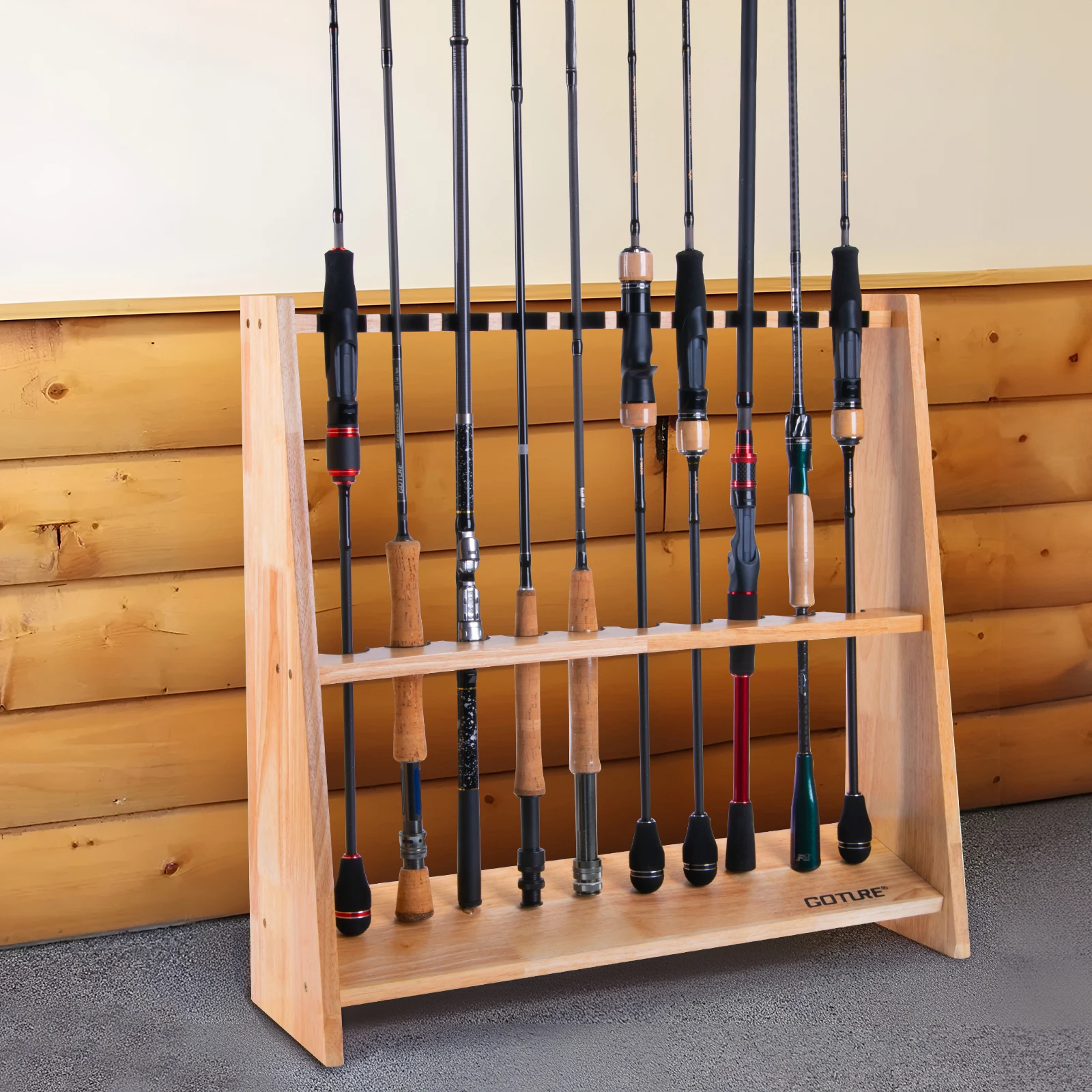 Goture Soporte de Caña de Pesca de Madera Compacto y fácil de montar - imagen 2