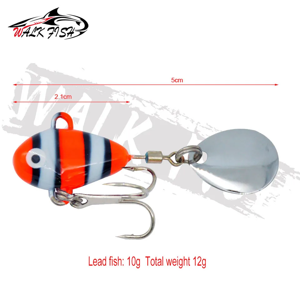 WALK FISH 1 Uds nuevo Metal Mini VIB con cuchara señuelo de pesca 10g 2,1 cm aparejos de pesca Pin Crankbait vibración Spinner cebo que se hunde - imagen 2