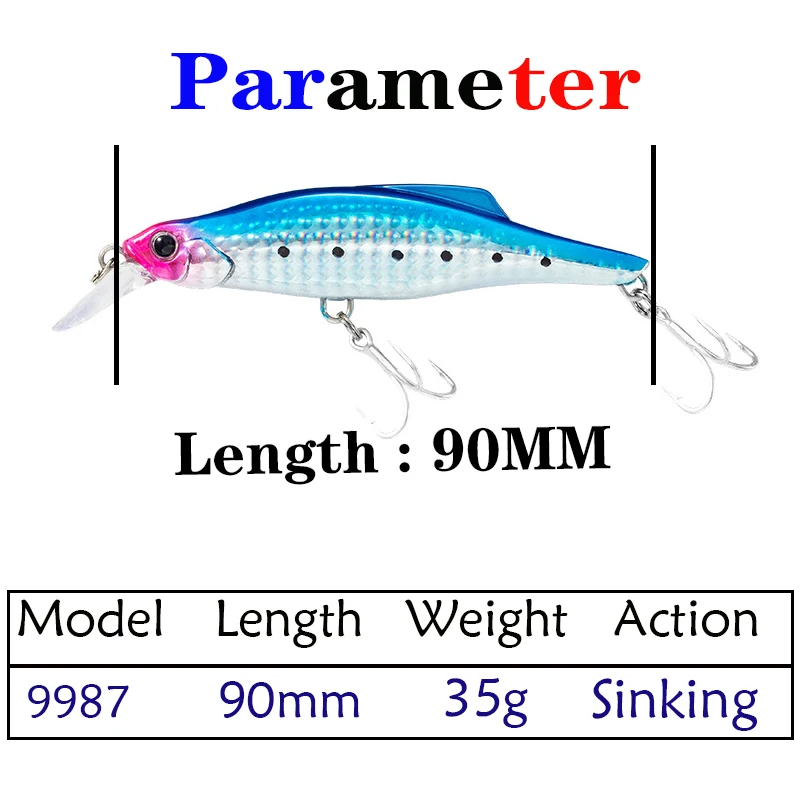 Señuelo de Pesca Testar UV Japón láser 90mm 35g distancia hundimiento cebo de pececillo agua dulce agua salada Artificial Wobblers Swimbait Pesca - imagen 2