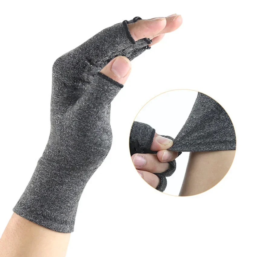 Guantes de compresión para artritis, guantes de mano para aliviar el dolor articular artrítico Premium, terapia, guantes de compresión con dedos abiertos Unisex - imagen 5