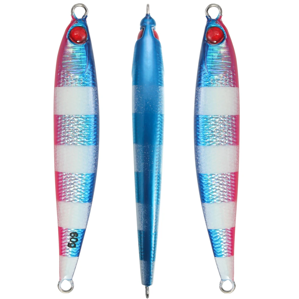 AOCLU Plantilla de Metal con forma de sardina, 40g, 60g, 80g, 100g, brillo UV luminoso, sin gancho, cebo duro, señuelos de palo de hundimiento, pesca de lubina en barco - imagen 4