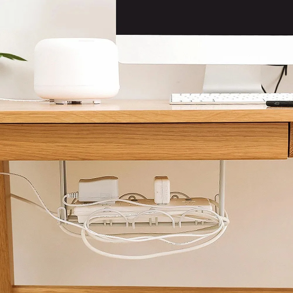 Estante de inserción de cable de alimentación inferior, estante de almacenamiento, tablero de línea de arrastre, partición, cesta colgante, estante en capas, tablero de línea de enchufe - imagen 5