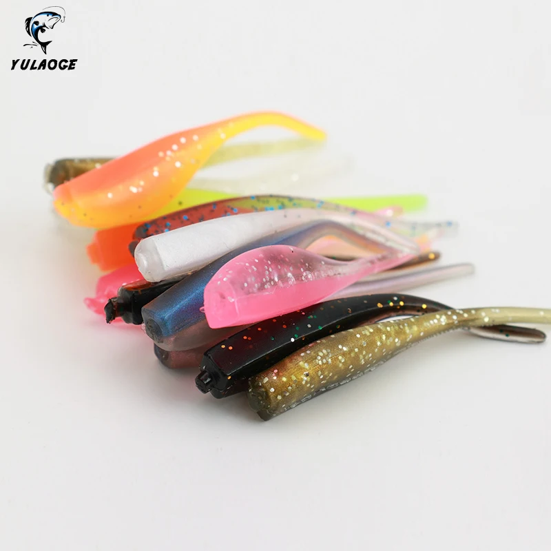 20 piezas señuelos blandos de silicona, 50mm/1g, cola de aguja, cebo suave, swimbait Bicolor de silicona para anzuelo de pesca - imagen 2